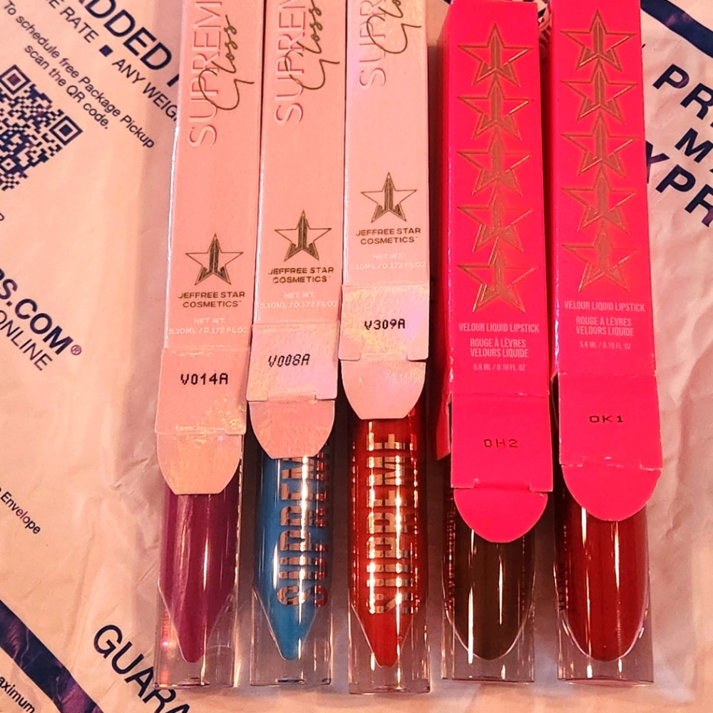 Jeffree Star Supreme Lipgloss And Velour Liquid Lipstick Bundle Lot Of 5 Nib